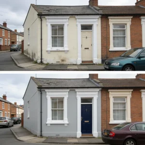 Before and After of London Handyman Pro paint job of London house