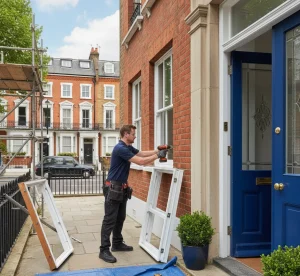 Installing windows in red brick London house