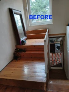 London flat custom handrail before - London Handyman Pro